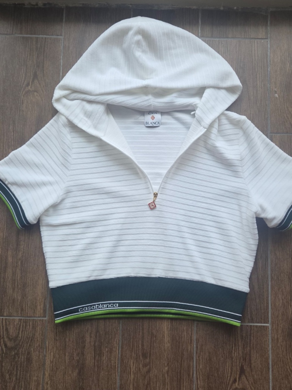 Casablanca White Textured Hooded Crop Top